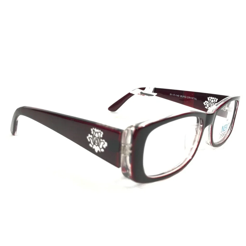 Jubilee Eyeglasses Frames JS5756 BURG CRYSTAL Red Clear Floral 51-17-140